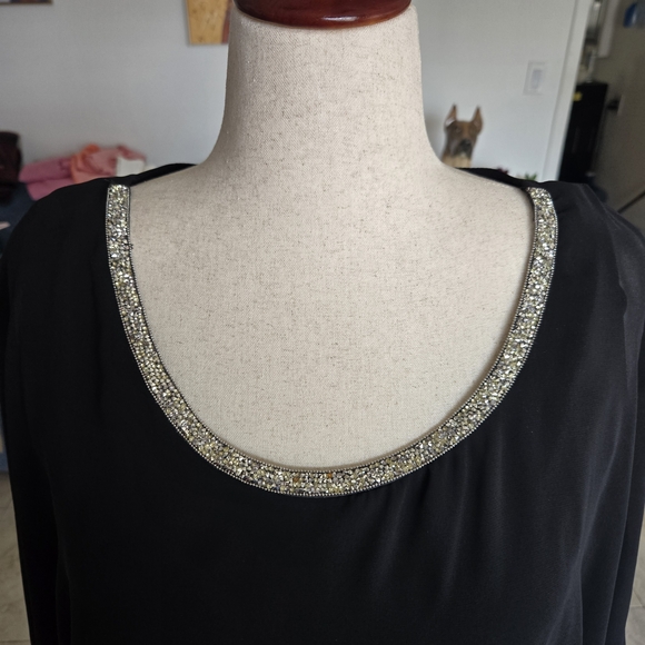 Women's Glamour Black chiffon overlay cape, rhinestone-trimmed Formal Dress - Picture 10 of 10